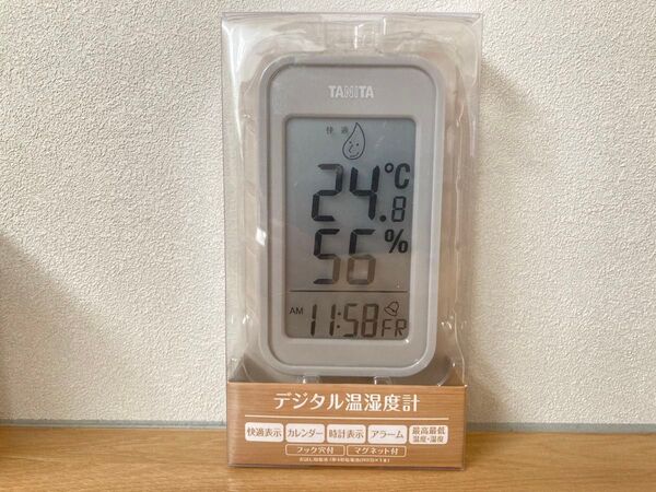 TANITA デジタル温湿度計 グレー 未使用 アラーム付き マグネット付き