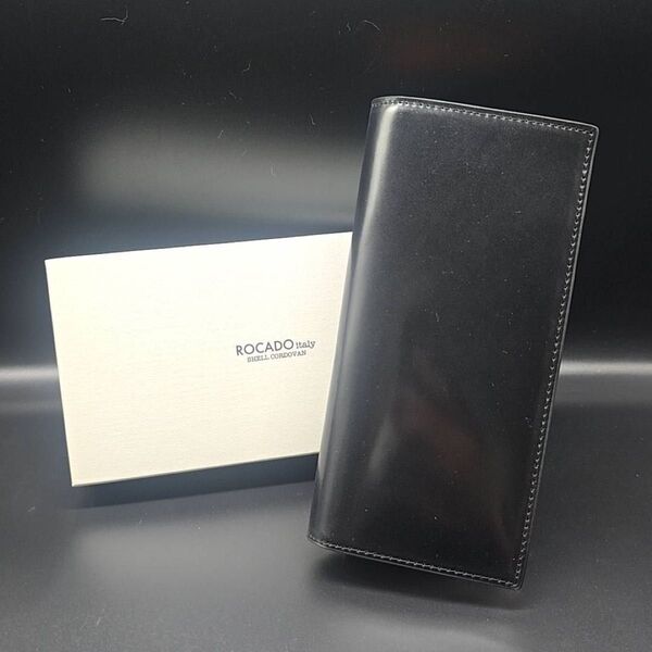【未使用】 ROCADO ロカド シェルコードバン 長財布 財布 馬革 ブラック 二つ折り 本革