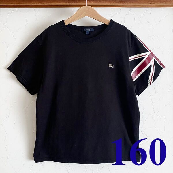 美品 バーバリー Tシャツ 160 黒 半袖 ユニオンジャック ブラック