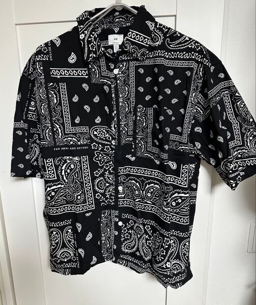 H&M バンダナ柄開襟シャツ メンズ ペイズリー柄 XL