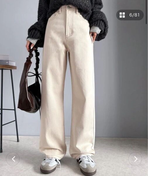 classical elf ハイウエストワイドストレートデニムパンツ
