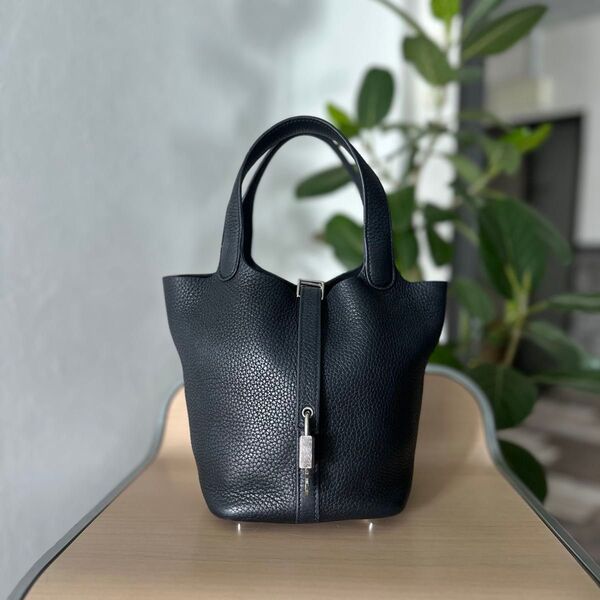 HERMES ピコタンロック PM ブルーニュイ ネイビー ハンドバッグ U刻印