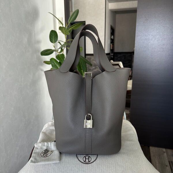 HERMES ピコタンロック GM エタン トリヨンクレマンス ハンドバッグ