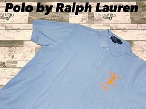 ☆送料無料☆ Polo by Ralph Lauren ラルフローレン 古着 半袖 ポロシャツ メンズL ライトブルー トップス 中古 即決