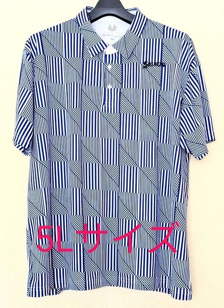 SRIXONゴルフ ポロシャツ メンズ5 Lサイズ ストライプ柄 ブルー