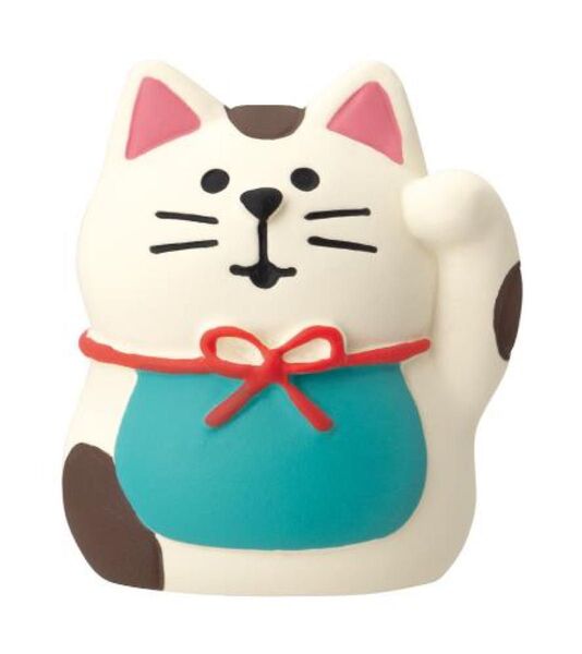 新品未使用 デコレ コンコンブル 豆福マスコット 招き猫 ぶち ねこ ネコ インテリア 置物 千客万来