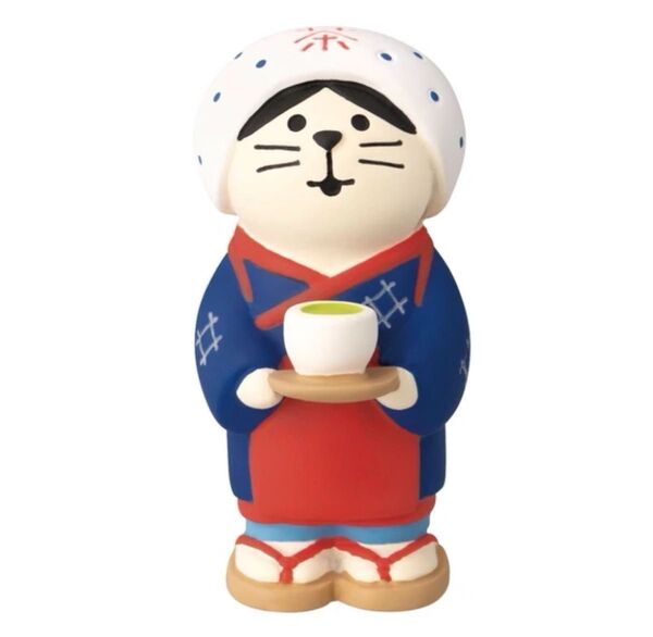 新品未使用 デコレ コンコンブル 茶摘み娘猫 ねこ ネコ かわいい 置物 インテリア