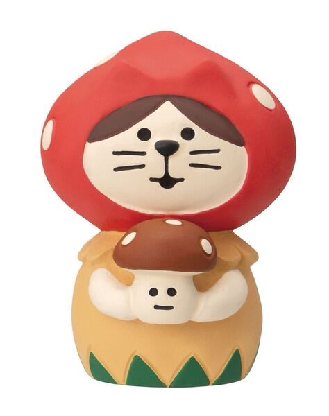 新品未使用 デコレ コンコンブル ねこずきん きのこ赤 猫 ねこ ネコ かわいい 置物 インテリア