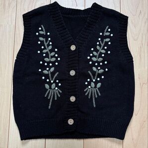 サイズ90 サイズ100 ベスト 黒 ニット カーディガン 女の子