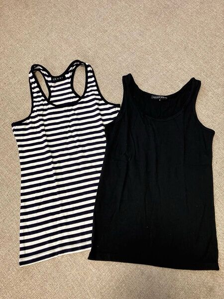 【INGNI&JAYRO】2枚セット☆ノースリーブ☆タンクトップ☆M☆ボーダー★ブラック★used品★お値引き不可★