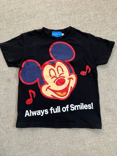 ミッキー【ディズニー】110㎝☆半袖Tシャツ★ブラック★男の子★女の子★子供服★used品★お値引き不可★ Tシャツ プリント