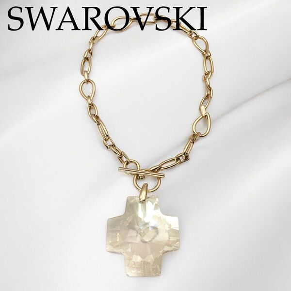 SWAROVSKI ネックレス ゴールドカラー アクセサリー 十字 クロス