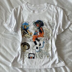 Tシャツ プリント イラスト アニメ風 ホワイト フリーサイズ ウィッシュコア y2k 平成レトロ ヴィンテージ グランジ
