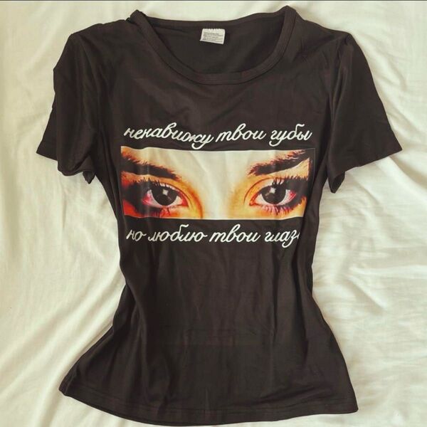 プリントTシャツ トップス カットソー 半袖 黒 グランジ パンク ストリート y2k
