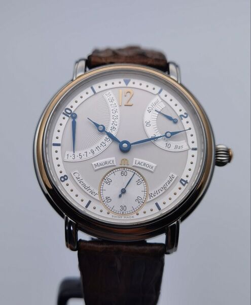 美品 モーリスラクロア MAURICE LACROIX マスターピースレトログラード MP6198 18K SS 手巻き メンズ