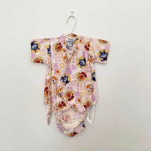 【美品】アンパンマン 甚平 浴衣 ロンパース ピンク 70