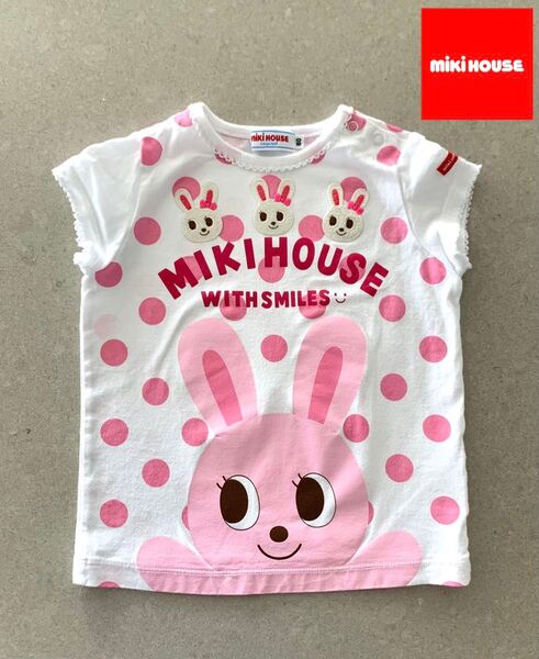 ミキハウス 半袖Tシャツ 肩スナップ 女の子用 80cm MIKIHOUSE うさぎ