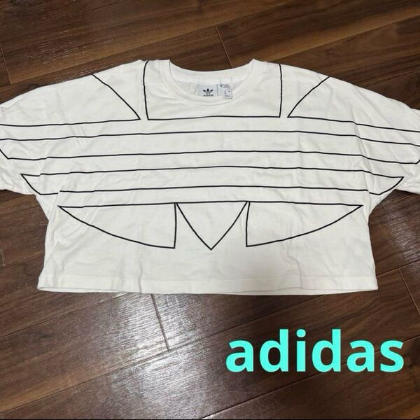 adidas originals 半袖Tシャツ 白 ホワイト クロップド丈 S