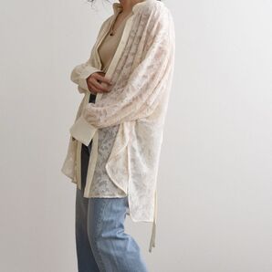 LHELBIE ジャガードバックリボンシャツ 大きいサイズ可