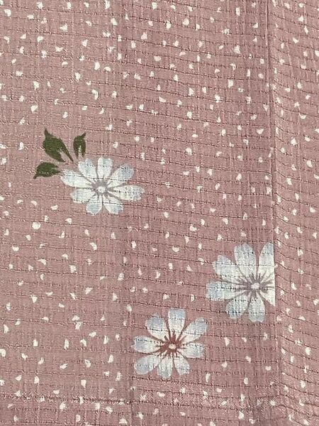 洗える夏着物 ポリエステル 絽縮緬風 小紋 花文 桜 美品 イ5685