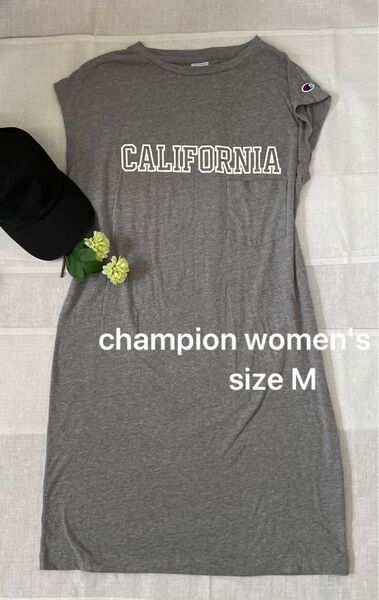 champion women's Tシャツワンピース グレー M 薄め生地 ノースリーブ