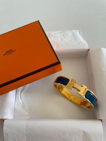 エルメス エナメルブレスレット 《クリックH》 PM ブルー ゴールド 青 バングル HERMES hermes