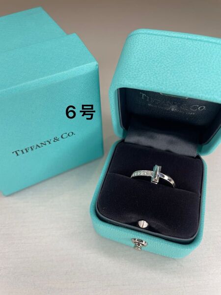 ティファニT ワン リング ホワイトゴールドにダイヤモンドをセッティング ティーワン 指輪 Tiffany & co. 6号