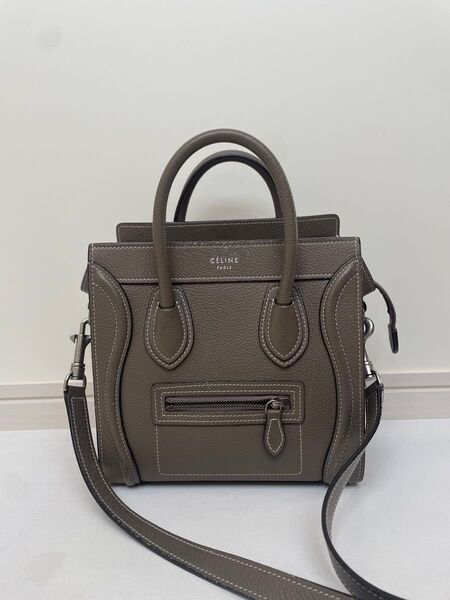 セリーヌ ラゲージ ナノ ショッパー ショルダーバッグ スリ CELINE ハンドバッグ フィービー期 灰色 旧ロゴ