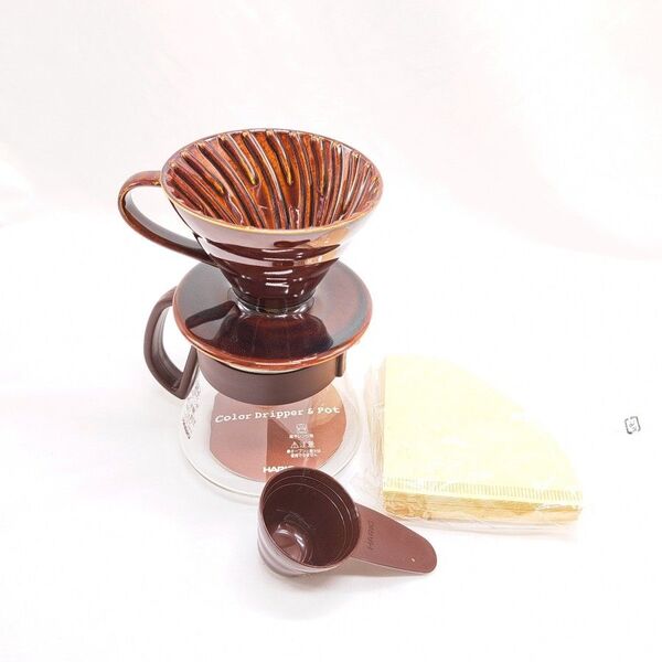 HARIO ハリオ HARIO01 COLOR DRIPPER & POT ドリッパー ポット フィルター セット 茶 ブラウン