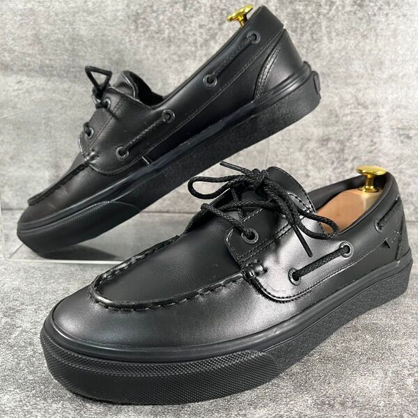 未使用級 vans ヴァンズ バンズ デッキシューズ 2アイレット モカシン V176CF 27cm ブラック 黒