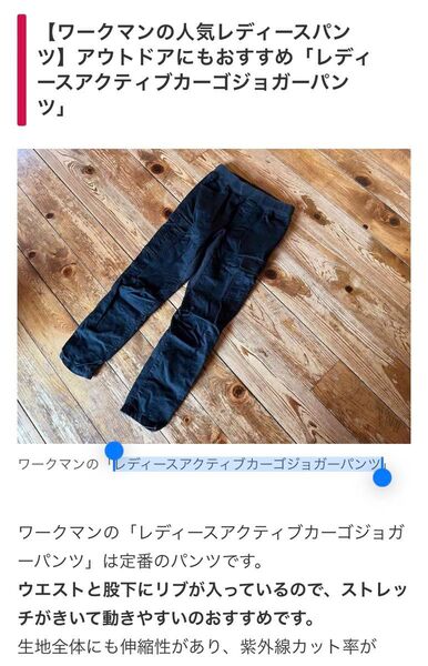 【平日木曜まで限定プライスダウン中】ワークマンプラスで人気 レディースアクティブカーゴジョガーパンツ 履き易い 動きやすい