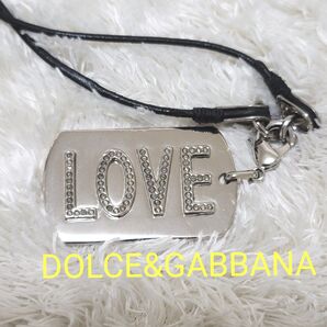美品 DOLCE&GABBANA LOVE ネックレス ロゴプレート シルバー チョーカー アクセサリー ドルチェ&ガッバーナ
