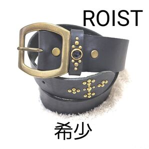 希少 ロイスト ROIST スタッズ ベルトブラックストーン 装飾 レザーベルト スタッズベルト 本革 ブラック 黒 レア