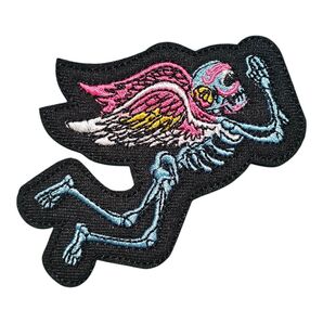 H-36【 アイロンワッペン 】 刺繍ワッペン アップリケ SKULL スカル 髑髏 ドクロ 骸骨 ガイコツ スケルトン