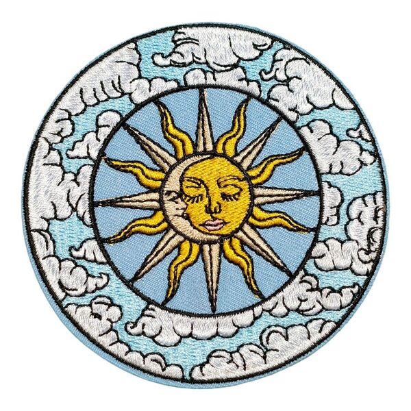T-24【 アイロンワッペン 】 刺繍ワッペン アップリケ リメイク 太陽 Sun お日様 おひさま 月 三日月 ムーン MOON