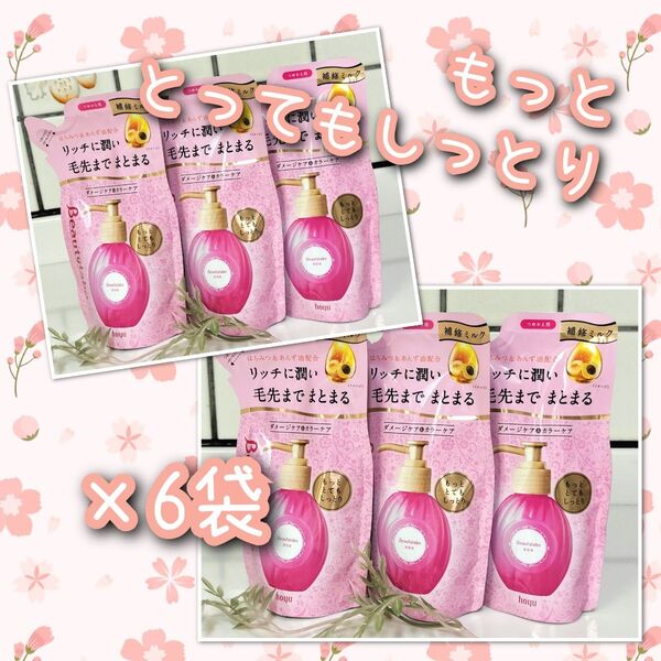 もっととってもしっとり~ ホーユー 洗い流さないヘアトリートメント 詰め替え×6