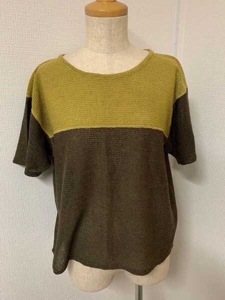 ISSEY MIYAKE リネン混 サマーニット ツートンデザイン ヴィンテージ 希少