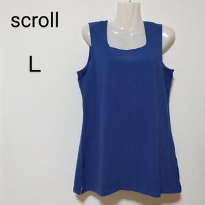 scrollタンクトップ82 L ブルー 無地 春夏