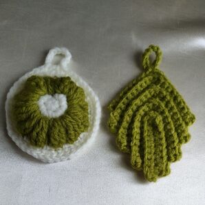 2個セットエコたわし アクリルたわし ハンドメイド かぎ針 手編み 防菌防臭アクリル毛糸 ハンドメイド雑貨