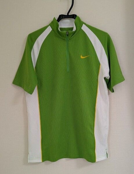 NIKE GOLF ナイキゴルフ 刺繍 ロゴ ハーフジップシャツ 半袖 ストレッチ 緑 グリーン Lサイズ