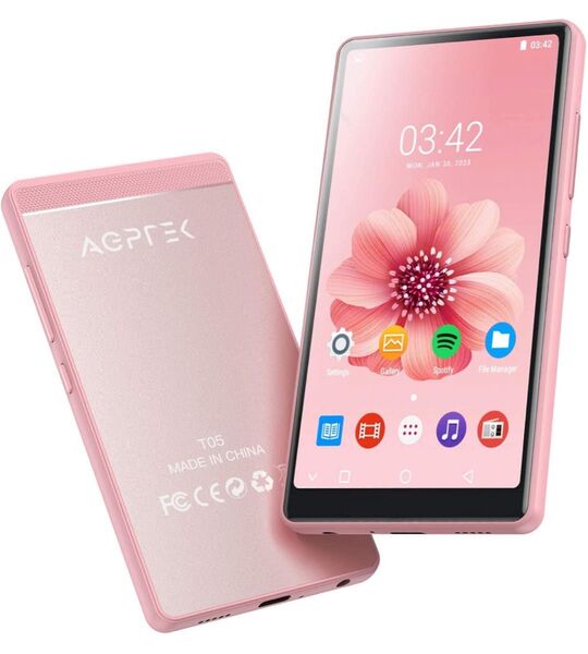MP3プレーヤー 4インチ MP4プレーヤー タッチ操作 Wi-Fi Bluetooth ピンク AGPTEK FM対応