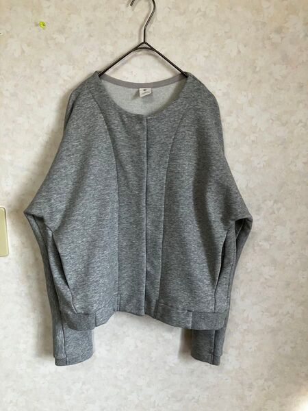 LILASICノーカラースエットジャケット グレー M