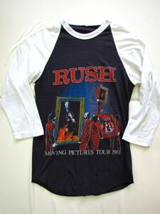 80sビンテージ　RUSH　MOVING PICTURES ツアーT　ベースボールTシャツ　ロックＴ　81年