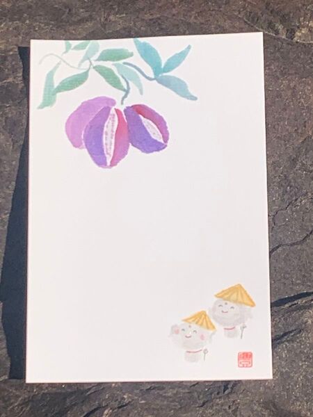 原画 ポストカード あけび お地蔵さん 絵葉書