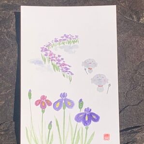 ポストカード 原画 お地蔵さん 菖蒲 絵葉書