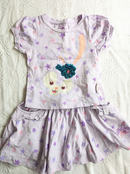 ディズニー 香港 ステラ・ルー 女の子 うさぎ 半袖 Tシャツ スカート セットアップ 90 パープル