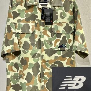 ニューバランス カジュアルシャツ 紫外線カット UPF40+ カモフラ柄 迷彩 ダックハント Sサイズ