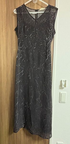 ワンピース レース ノースリーブ 黒 ロング