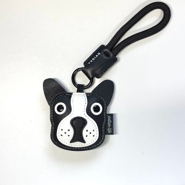 新品 フレンチブルドッグ フェイス レザー キーホルダー バッグチャーム 犬