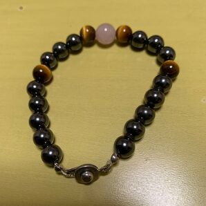天然石ブレスレット タイガーアイ ローズクォーツ ヘマタイト